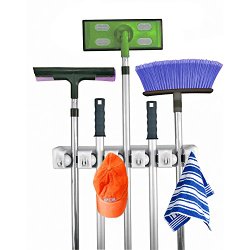 Home It Mop and Broom Holder, 5 position with 6 hooks garage storage Holds up