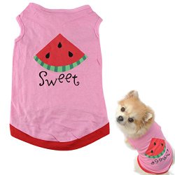 HP95(TM) New Summer Cute Small Pet Dog Puppy Cat Clothes Watermelon Printed Pink Vest (M)