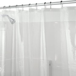 InterDesign Mildew-Free PEVA 3 Gauge Shower Liner, 72 x 72, Clear