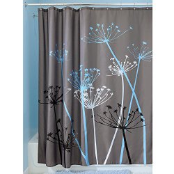 InterDesign Thistle Shower Curtain, 72 x 72, Gray/Blue