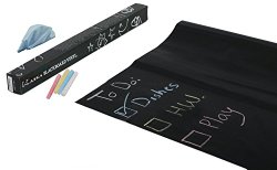 Kassa Wall Sticker Chalkboard Contact Paper (Black) – 5 Colored Chalks and Eraser Cloth Included 18 Inches
