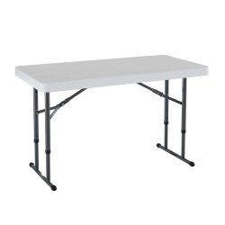 Lifetime 80160 4-Foot Commercial Adjustable Height Folding Table, White Granite Tabletop with Gray Frame