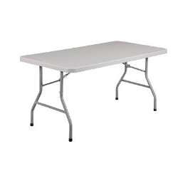 National Public Seating BT3060 Steel Frame Rectangular Blow Molded Plastic Top Folding Table, 1000 lbs Capacity, 60″ Length x 30″ Width x 29-1/2″ Height, Speckled Gray/Gray