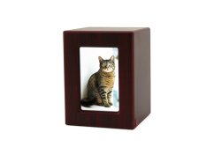 Near & Dear Pet Memorials MDF Pet Photo Cremation Urn, 25 Cubic Inch, Cherry Finish