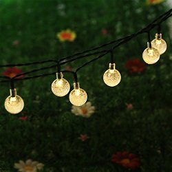 NEWSTYLE 16.4Ft 30 LED Crystal Ball Solar Powered Outdoor String Lights for Outside Garden Patio Party Christmas (Warm White)