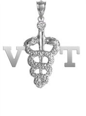 NursingPin – Vet Tech VT Charm with Diamond in Silver