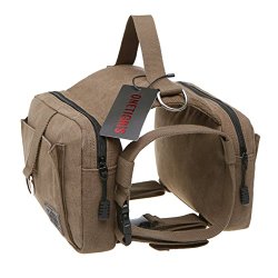 OneTigris Cotton Canvas Dog Pack Hound Travel Camping Hiking Backpack Saddle Bag Rucksack for Medium & Large Dog (Dog Pack)