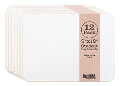 OptiMA 9×12 Single Sided Student Dry Erase Lap Boards (12 Pack)