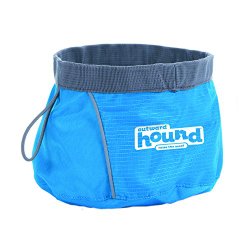 Outward Hound 23002 Port A Bowl Collapsible Travel Dog Food Bowl Water Bowl, Large, Blue
