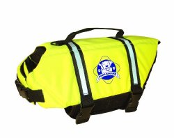 Paws Aboard Medium Designer Doggy Life Jacket, Neon Yellow