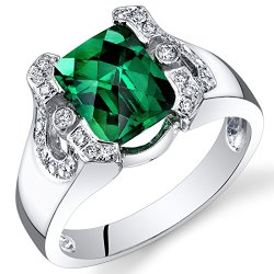 Peora 14K White Gold Created Emerald Cut Created Emerald Diamond Ring (2.54 cttw)