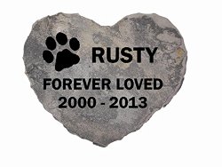 Pet Memorial Headstone Grave Marker Sandblast Engraved Gray Natural Stone Heart