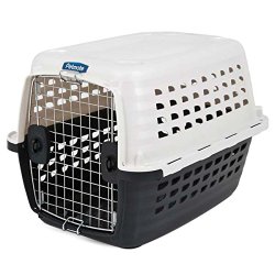 Petmate 41032 Compass Plastic Pets Kennel with Chrome Door, Metallic White/Black