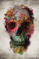 Poster Service Flower Skull Poster, 24-Inch by 36-Inch