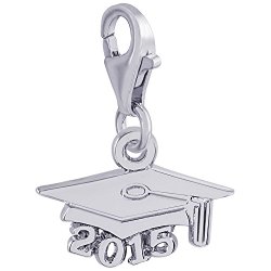 Rembrandt Charms, 2015 Graduation Cap w/Clasp, .925 Sterling Silver