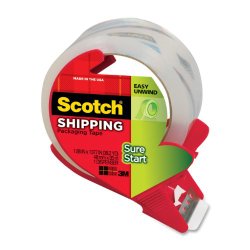 Scotch Sure Start Shipping Packaging Tape with Refillable Dispenser, 1.88 in x 38.2 yd (3450S-RD)