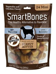 SmartBones Peanut Butter Dog Chew, Mini, 24-count