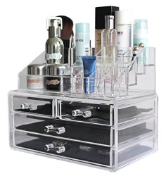 Sodynee® Acrylic Makeup organizer Cosmetic organizer Jewelry and Cosmetic Storage Display Boxes Two Pieces Set