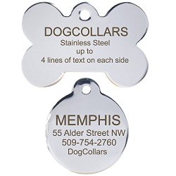 Stainless Steel Pet Id Tags: Bone, Round, Heart, and Rectangle