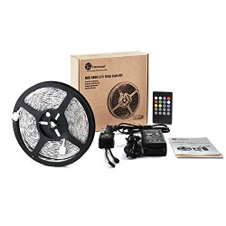 TaoTronics Music RGB Led Strip Light 16.4 Foot 5 Meter 5050 SMD Waterproof with 20Key Music IR Remoter Controller (300 Leds, 60w)