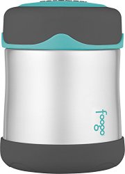 Thermos FOOGO Stainless Steel Food Jar, Charcoal/Teal, 10 Ounce