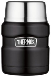 Thermos Stainless King Food Jar with Folding Spoon, 16-Ounce, Matte Black