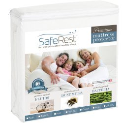 Twin Size SafeRest Premium Hypoallergenic Waterproof Mattress Protector – Vinyl Free