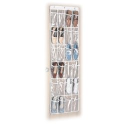 Whitmor 6044-13-CTF White Crystal Collection Over-The-Door Shoe Organizer,  Clear