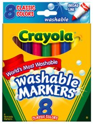 Crayola Broad Point Washable Markers, 8 Markers, Classic Colors (58-7808)