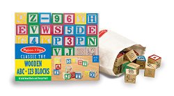 Melissa & Doug Deluxe 50-piece Wooden ABC/123 Blocks Set (colors may vary)