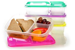EasyLunchboxes 3-Compartment Bento Lunch Box Containers, Set of 4, Brights