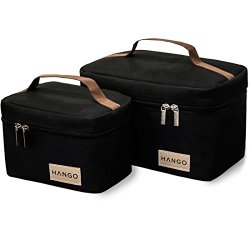Hango Insulated Lunch Box Cooler Bag (Set of 2 Sizes), Black