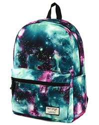 HotStyle TrendyMax Womens School Boys Girls Galaxy Patterned 600D Polyester Backpack (green)