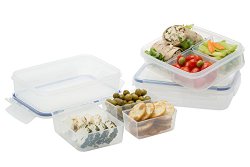 Komax Lunch Boxes Set of 3, with 3 Removable Compartments, Leak Proof, Microwave Freezer and Dishwasher Safe