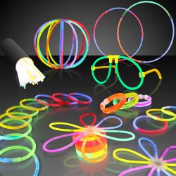 100 8″ Premium Glow Stick Bracelets Party Pack