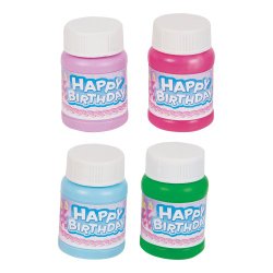 Mini 1oz. Happy Birthday Bubbles 24/pack – Assorted Colors