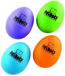 Nino Percussion NINOSET540-2 Plastic Egg Shaker Assortment, 4 Pieces: Aubergine, Grass Green, Orange, Sky Blue