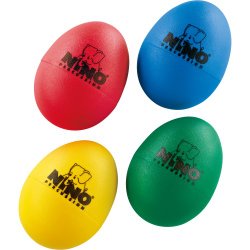 Nino Percussion NINOSET540 Plastic Egg Shaker Assortment, 4 Pieces: Blue, Green, Red & Yellow