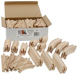 Wooden Train Track 52 Piece Pack – 100% Compatible with All Major Brands including Thomas Wooden Railway System – By Right Track Toys