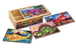 Melissa & Doug Wooden Jigsaw Puzzles in a Box – Dinosaur