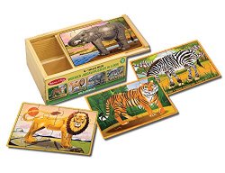Melissa & Doug Wooden Jigsaw Puzzles in a Box – Zoo
