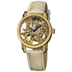 Akribos XXIV Women’s AKR431YG Gold Swiss Automatic Skeleton Watch