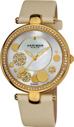 Akribos XXIV Women’s AKR434WT Diamond Silver Sunray Diamond Dial Quartz Strap Watch