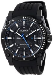 Bulova Men’s 98B142 Precisionist Black Stainless Steel Watch With Black Rubber Band