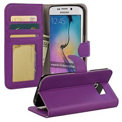 Galaxy S6 Edge Case Wallet, BUDDIBOX – Purple