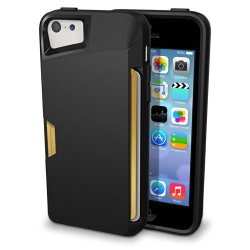 iPhone 5c Wallet Case – Slite Card Case for iPhone 5c by CM4 – Black Onyx- [Ultra Slim Protective iPhone Wallet]