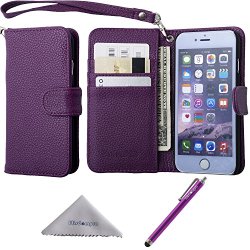 iPhone 6 Case, Wisdompro Premium PU Leather 2-in-1 Protective Flip Wallet Case with Credit Card Holder/Slots