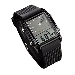 Fanmis Men’s Rectangle Dial Sports Wrist Watch with Five Colors Optional LED Backlight Color Black