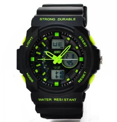 Fanmis Men’s Women’s Multi-function Cool S-shock Sports Watch LED Analog Digital Waterproof Alarm – Green