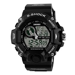 Fanmis Men’s Women’s Sport Digital LED Watch Casual Military Multifunctional Wristwatch Water Resistant
